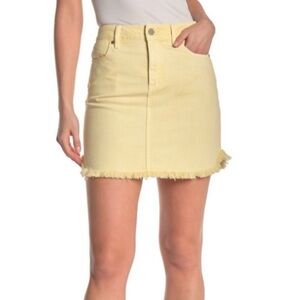 PAIGE Light Yellow A-Line Denim Skirt
